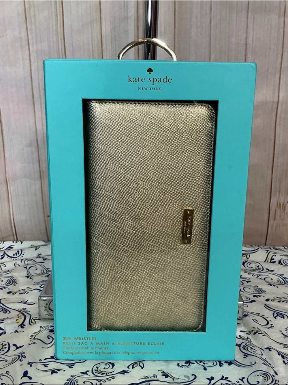 Kate Spade Gold Zip Wristlet New In Box